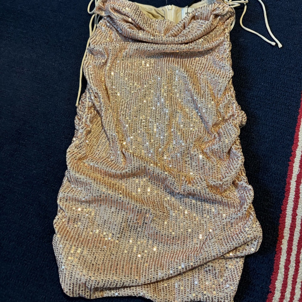 Hello Molly Rose Gold Sequins Mini Dress, Size US 6